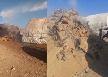 Balafirên şer ên Tirkiyê êrîşî depoya genim kir: 300 ton genim şewitî