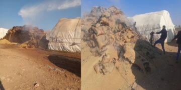 Balafirên şer ên Tirkiyê êrîşî depoya genim kir: 300 ton genim şewitî