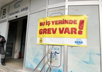 Pankartê grevî SGK’yî de ame dardekerdene