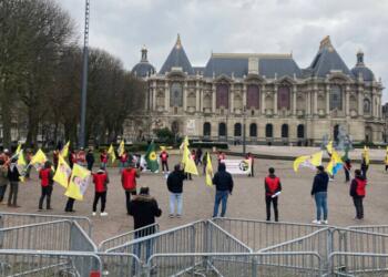 Meşvanên Meşa Dirêj li Lilleyê xeleka azadiyê ava kirin