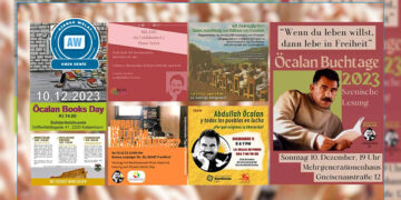 Enternasyonalîst li dora pirtûkên Ocalan kom dibin