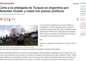 Arjantînî paştî daye kampanyaya “Ez wazena Abdullah Ocalanî bivîna”