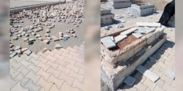 Li Minbicê kevirên goristana şehîdan dizîn