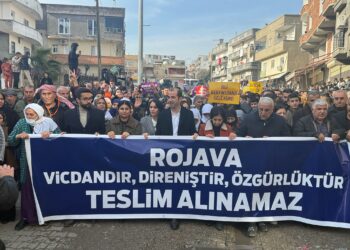 Li Cizîra Botan bi hezaran kes ji bo Rojava meşiya