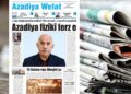 Azadiya Welat bi manşeta ‘Azadiya fîzîkî ferz e’ derket
